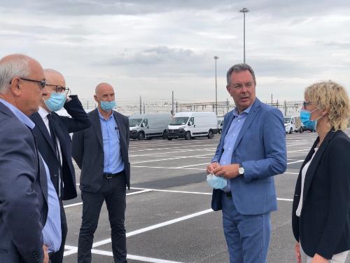 Gli assessori regionali alle Infrastrutture e Territorio Graziano Pizzimenti e alle Finanze Barbara Zilli in visita all'Interporto di Cervignano